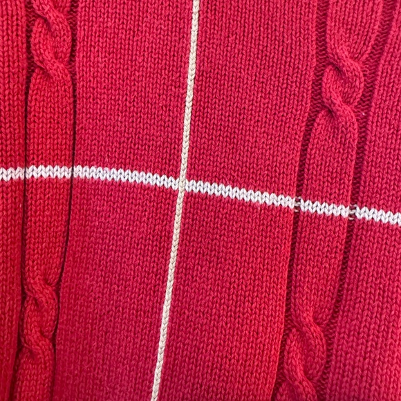 Haggar Men’s XL Cotton Crew Neck Sweater Red Tan Stripes - Picture 3 of 3